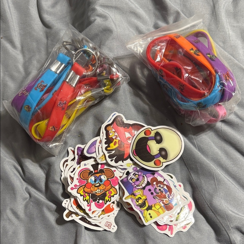 Colorful Keychains and Stickers Set
